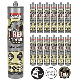 Soudal 154759 T-Rex X-TREME Xpress Maximum Grab (Box of 12) - WHITE