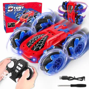 Spider Remote Control Cars Toy for Kids, 9 Mode Stunt Car with LED Lights, 2.4G Wireless Control Drift RC Car Toy for Boy Age 3 4 5 6 7 8 9 10, Birthday for Kids Indoor Outdoor Toy