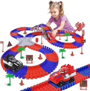 Spider Toys for Boys 4-6, 212 PCS Race Car Track for Kids Ages 4-8, Monster Truck 2  Year Old Birthday Gift Toddler Cars Toy for 3  Year Old Boy Girl
