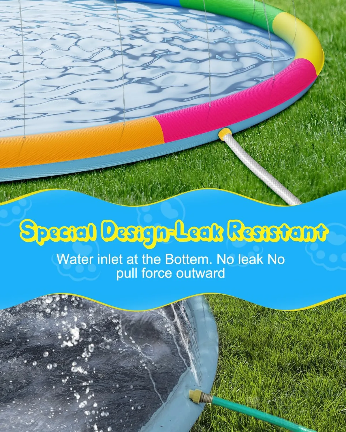 Splash Pad for Kids and Dogs, 197'' Super Large Anti-Slip Splash Sprinkler Pad for Baby Toddler, Thicken Splash Pad Dog Pool Summer Outdoor Water Toys, 16.4FT Colorful