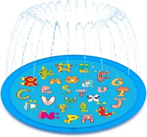 Splash Pads for Toddlers 1-3, 67'' Summer Outside Water Toys for Kids, Outdoor Sprinkler for Boys Girls 3-12, Splash Play Mat, 0.55mm Thickened Dog Pool (Letter)