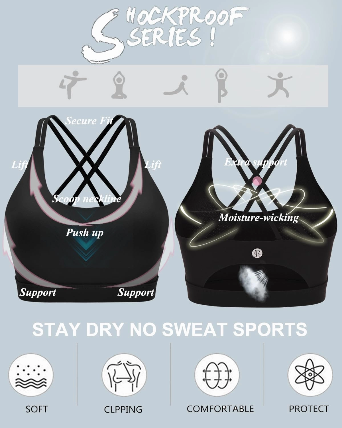 Sports Bras for Women,Padded Sports Bra Tank Top Sexy Crisscross Back High Impact Longline Workout Yoga Bra