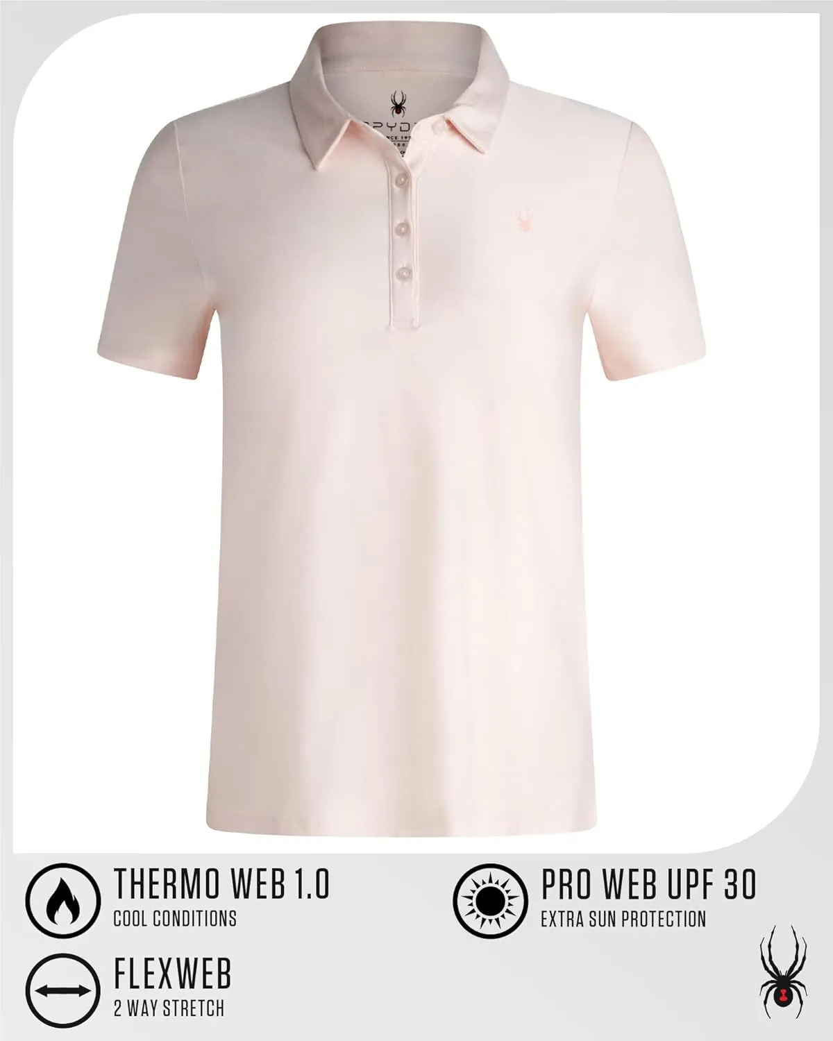 Spyder Womens Golf Shirt - Lightweight Moisture Wicking 4-Button Polo Shirts for Women with UPF 30  Sun Protection for Sports