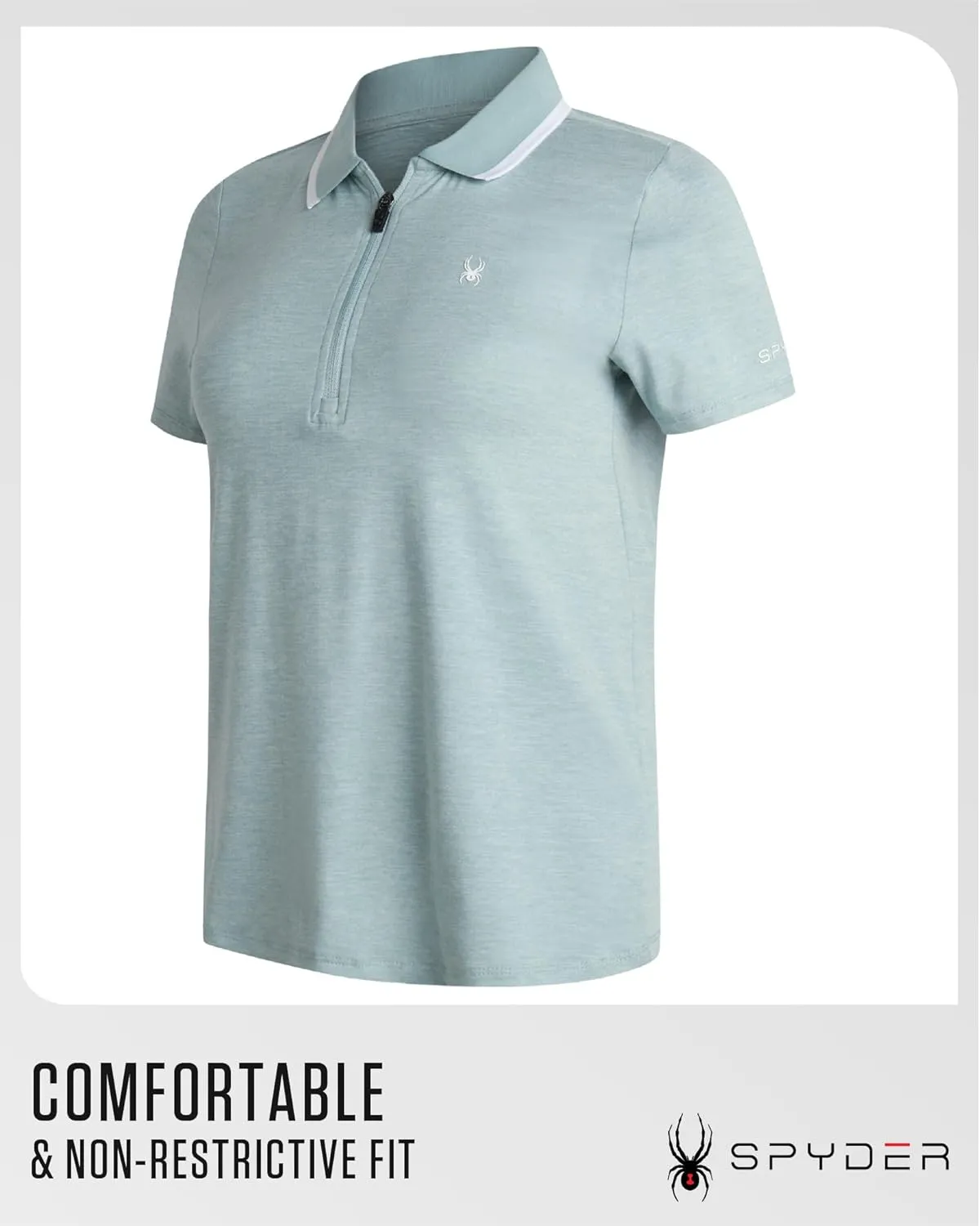 Spyder Womens Golf Shirt - Quarter Zip Golf Polo Tennis Top, UPF 30  Sun Protect Moisture Wicking Polo Shirts for Women