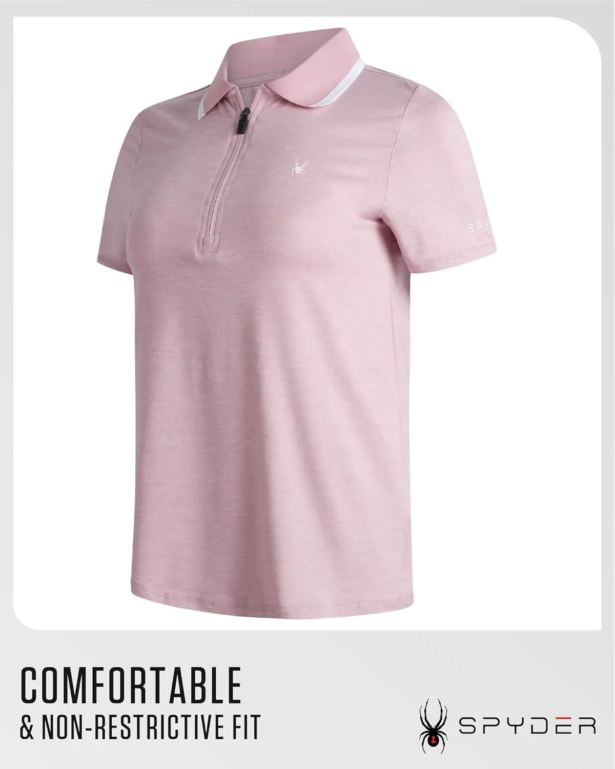 Spyder Womens Golf Shirt - Quarter Zip Golf Polo Tennis Top, UPF 30  Sun Protect Moisture Wicking Polo Shirts for Women