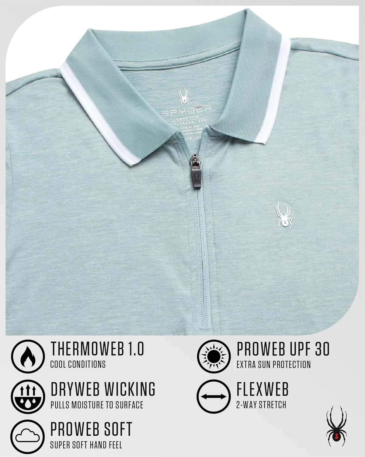 Spyder Womens Golf Shirt - Quarter Zip Golf Polo Tennis Top, UPF 30  Sun Protect Moisture Wicking Polo Shirts for Women