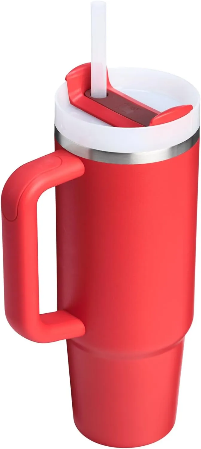 Stanley Quencher H2.0 Tumbler with Handle and Straw 30 oz | Flowstate 3-Position Lid | Cup Holder Compatible for Travel | Insulated Stainless Steel Cup | BPA-Free | Chili Red