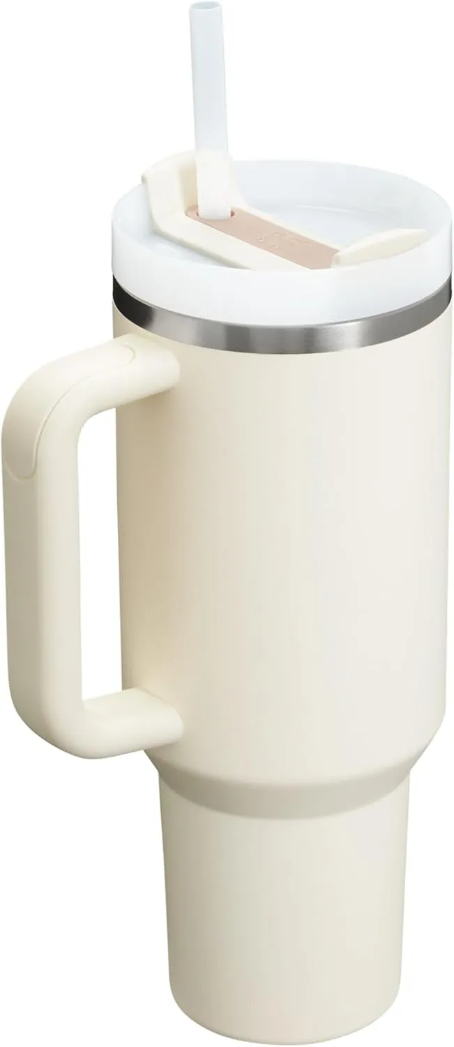 Stanley Quencher H2.0 Tumbler with Handle and Straw 40 oz | Flowstate 3-Position Lid | Cup Holder Compatible for Travel | Insulated Stainless Steel Cup | BPA-Free | Cream 2.0