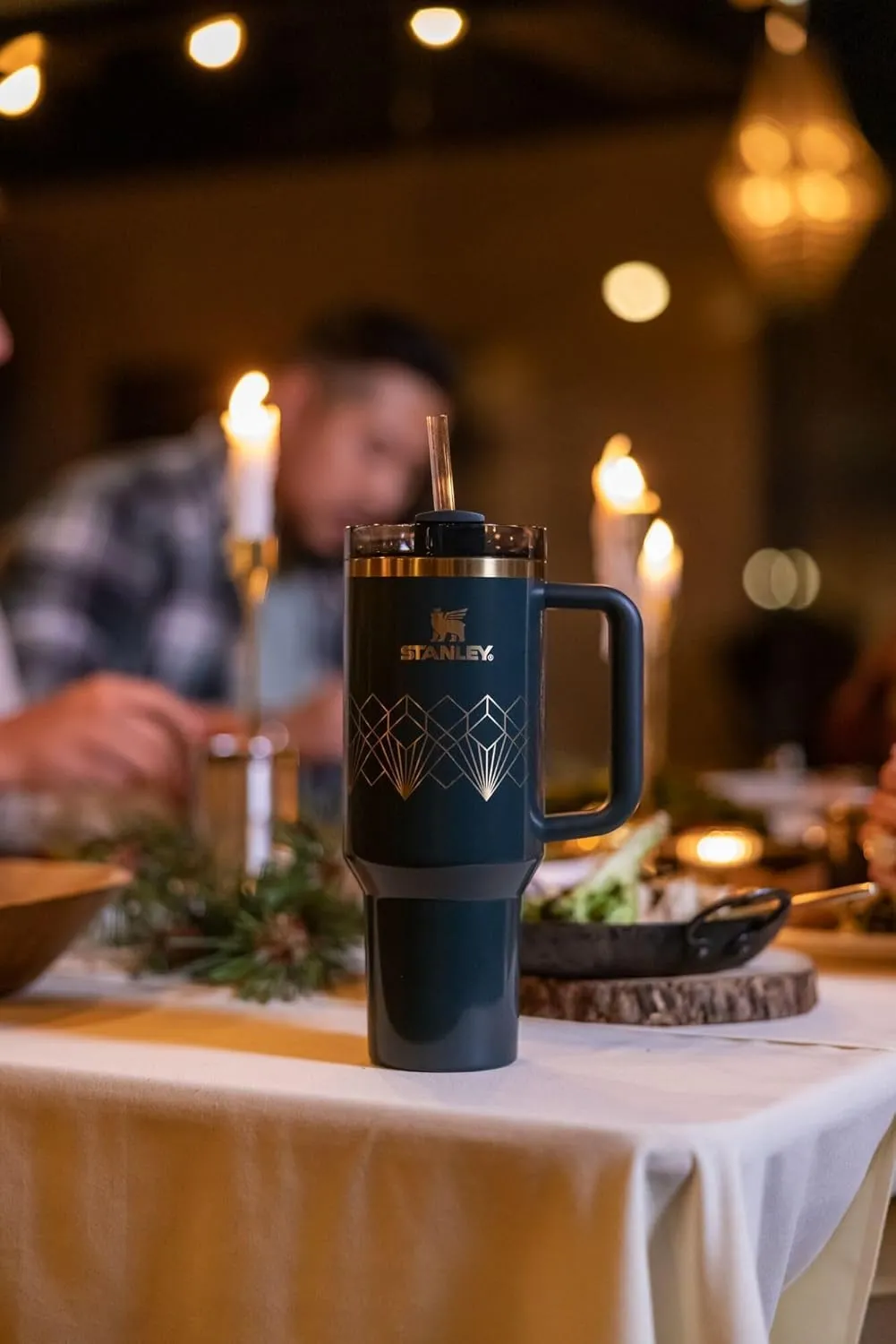 Stanley Quencher H2.0 Tumbler with Handle and Straw 40 oz | Flowstate 3-Position Lid | Cup Holder Compatible for Travel | Insulated Stainless Steel Cup | BPA-Free | Forrest Gloss Deco