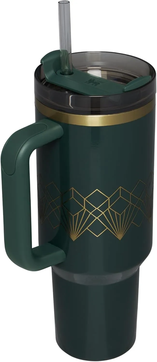 Stanley Quencher H2.0 Tumbler with Handle and Straw 40 oz | Flowstate 3-Position Lid | Cup Holder Compatible for Travel | Insulated Stainless Steel Cup | BPA-Free | Forrest Gloss Deco