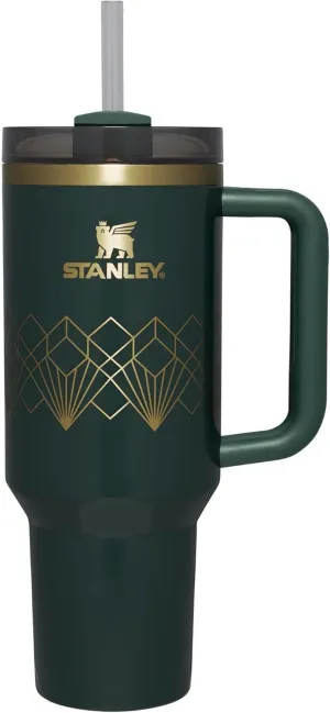 Stanley Quencher H2.0 Tumbler with Handle and Straw 40 oz | Flowstate 3-Position Lid | Cup Holder Compatible for Travel | Insulated Stainless Steel Cup | BPA-Free | Forrest Gloss Deco