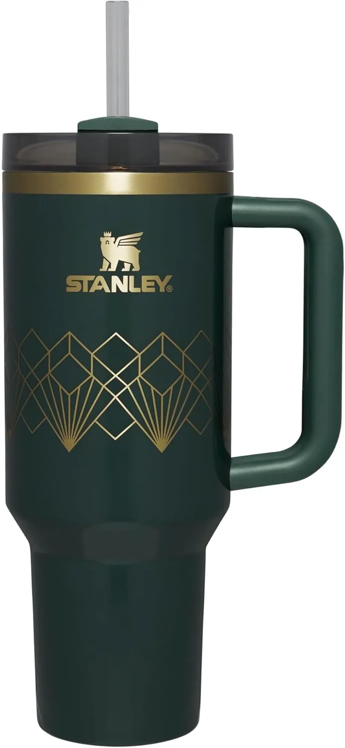 Stanley Quencher H2.0 Tumbler with Handle and Straw 40 oz | Flowstate 3-Position Lid | Cup Holder Compatible for Travel | Insulated Stainless Steel Cup | BPA-Free | Forrest Gloss Deco