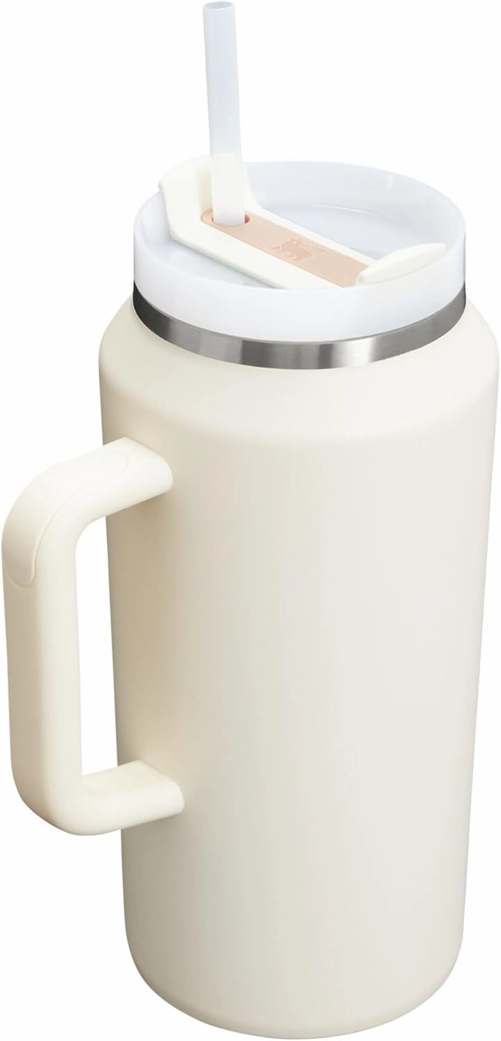 Stanley Quencher H2.0 Tumbler with Handle & Straw 64 oz | Flowstate 3-Position Lid | Large Capacity for Travel & Sports | Insulated Stainless Steel Cup | BPA-Free | Cream 2.0