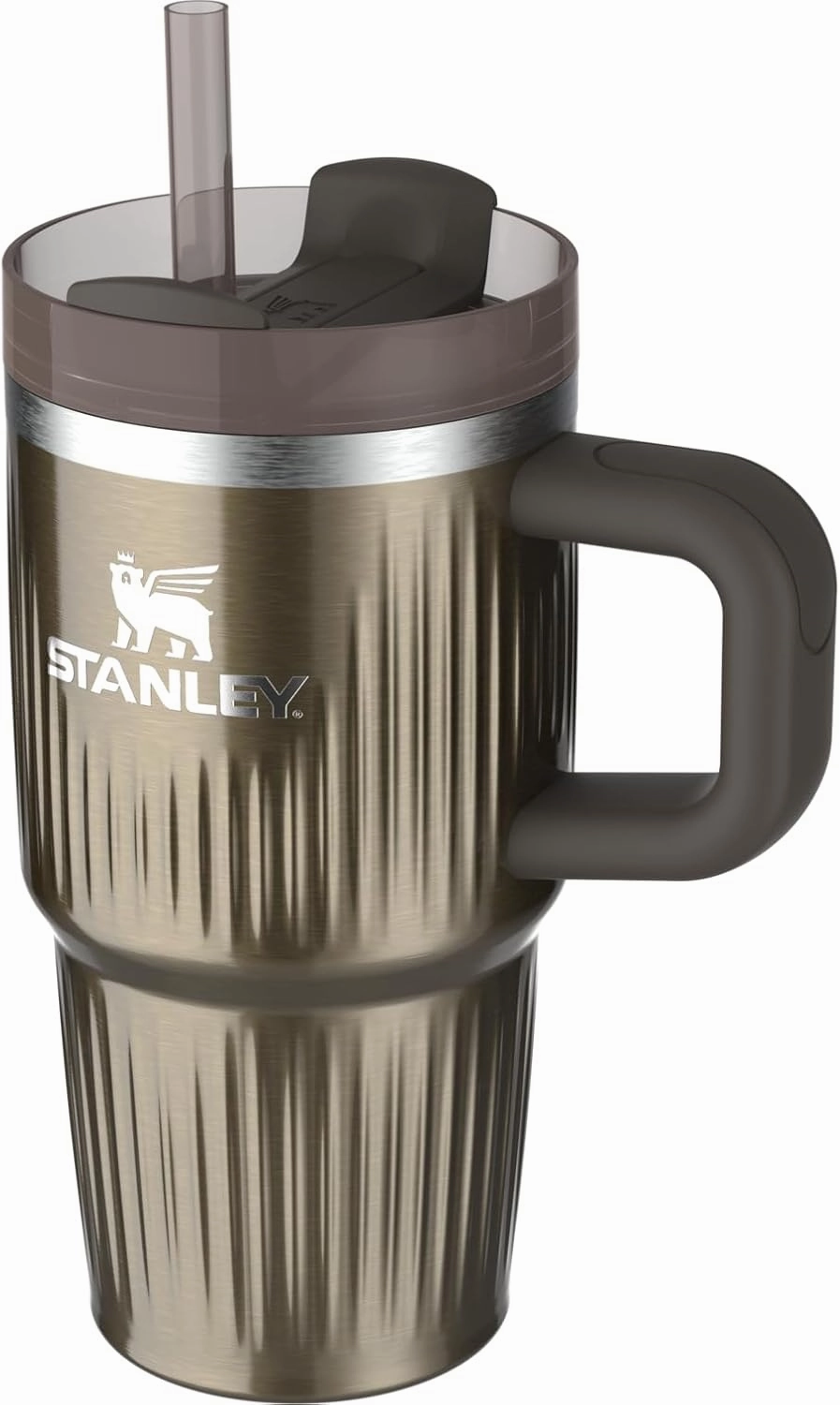 Stanley Quencher H2.0 Tumbler with Handle and Straw 20 oz | Flowstate 3-Position Lid | Cup Holder Compatible for Travel | Insulated Stainless Steel Cup | BPA-Free | Fluted Gunmetal Shine
