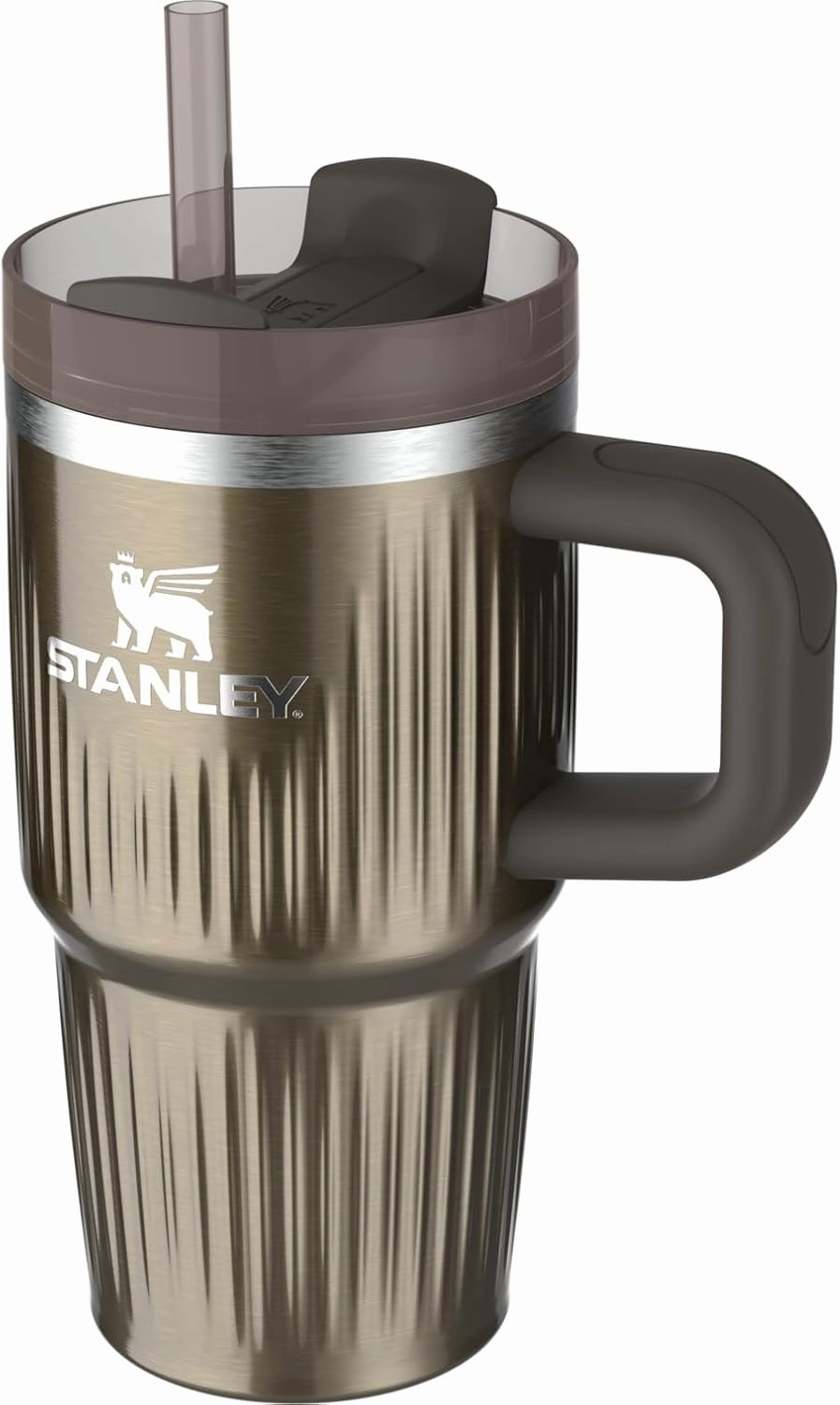 Stanley Quencher H2.0 Tumbler with Handle and Straw 20 oz | Flowstate 3-Position Lid | Cup Holder Compatible for Travel | Insulated Stainless Steel Cup | BPA-Free | Fluted Gunmetal Shine