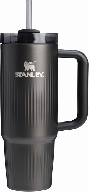 Stanley Quencher H2.0 Tumbler with Handle and Straw 30 oz | Flowstate 3-Position Lid | Cup Holder Compatible for Travel | Insulated Stainless Steel Cup | BPA-Free | Fluted Black