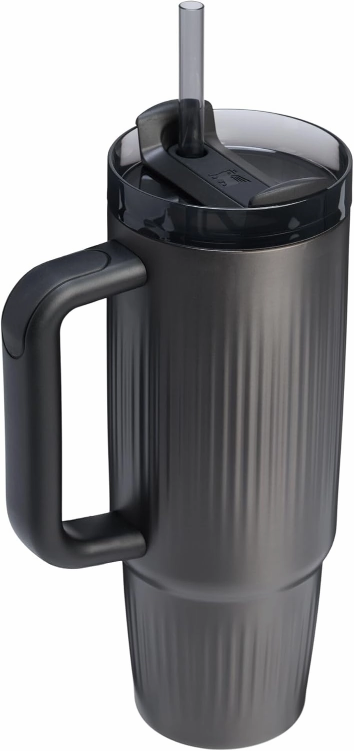 Stanley Quencher H2.0 Tumbler with Handle and Straw 30 oz | Flowstate 3-Position Lid | Cup Holder Compatible for Travel | Insulated Stainless Steel Cup | BPA-Free | Fluted Black