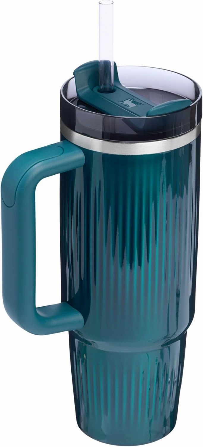 Stanley Quencher H2.0 Tumbler with Handle and Straw 30 oz | Flowstate 3-Position Lid | Cup Holder Compatible for Travel | Insulated Stainless Steel Cup | BPA-Free | Fluted Marina Shine
