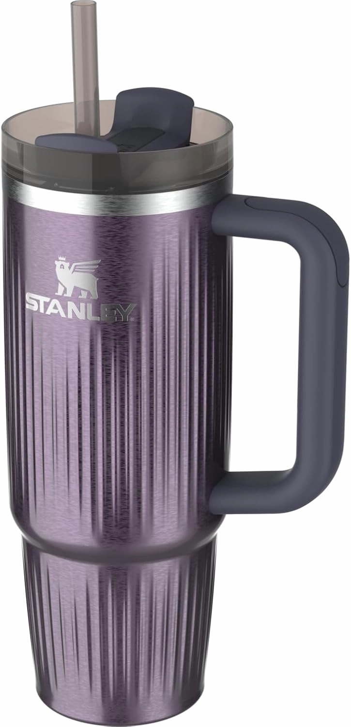 Stanley Quencher H2.0 Tumbler with Handle and Straw 30 oz | Flowstate 3-Position Lid | Cup Holder Compatible for Travel | Insulated Stainless Steel Cup | BPA-Free | Fluted Wisteria Shine