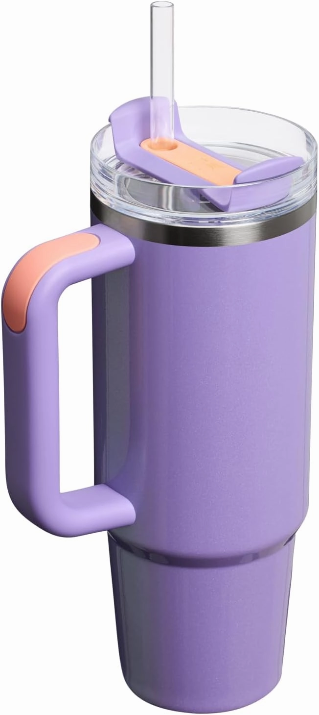 Stanley Quencher H2.0 Tumbler with Handle and Straw 30 oz | Flowstate 3-Position Lid | Cup Holder Compatible for Travel | Insulated Stainless Steel Cup | BPA-Free | Periwinkle Shimmer
