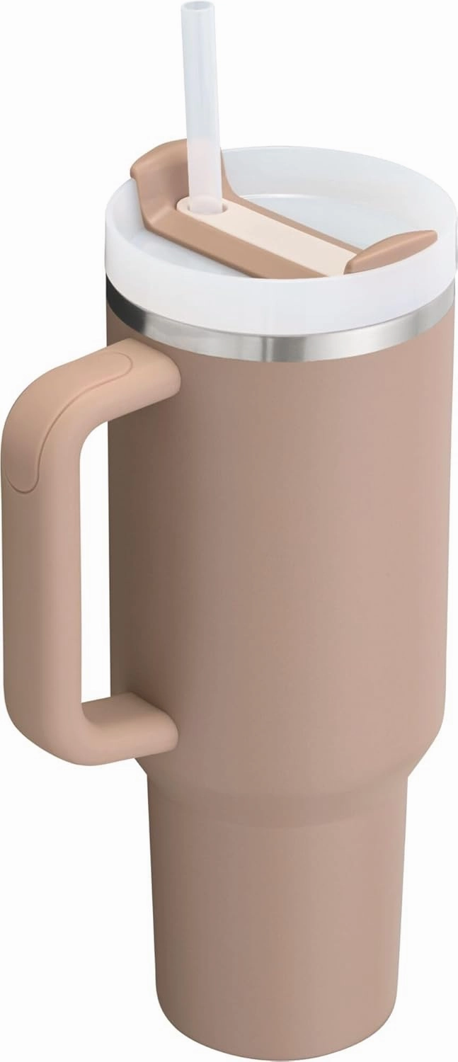 Stanley Quencher H2.0 Tumbler with Handle and Straw 40 oz | Flowstate 3-Position Lid | Cup Holder Compatible for Travel | Insulated Stainless Steel Cup | BPA-Free | Almond Rose