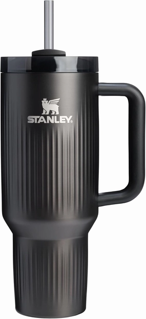 Stanley Quencher H2.0 Tumbler with Handle and Straw 40 oz | Flowstate 3-Position Lid | Cup Holder Compatible for Travel | Insulated Stainless Steel Cup | BPA-Free | Fluted Black