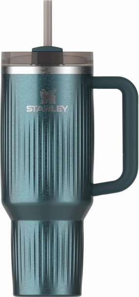 Stanley Quencher H2.0 Tumbler with Handle and Straw 40 oz | Flowstate 3-Position Lid | Cup Holder Compatible for Travel | Insulated Stainless Steel Cup | BPA-Free | Fluted Marina Shine