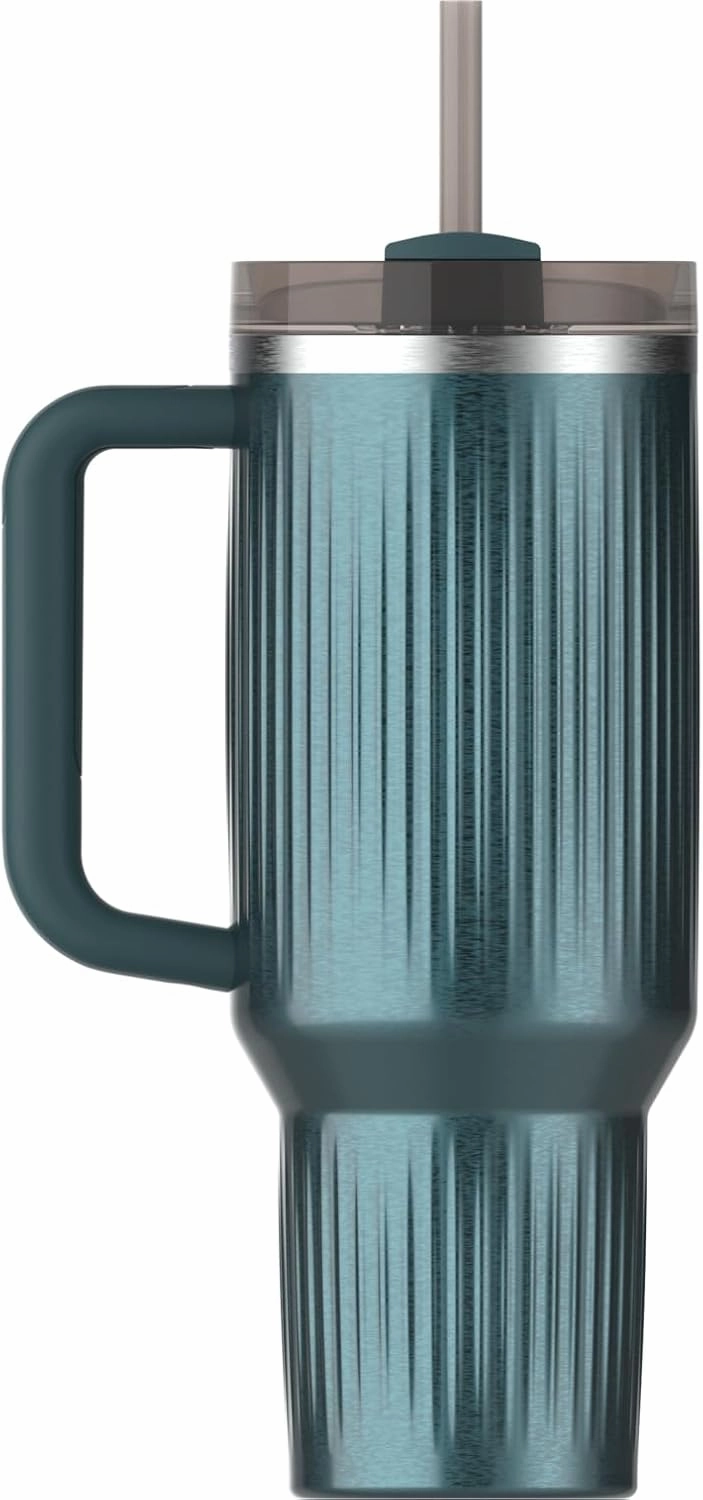 Stanley Quencher H2.0 Tumbler with Handle and Straw 40 oz | Flowstate 3-Position Lid | Cup Holder Compatible for Travel | Insulated Stainless Steel Cup | BPA-Free | Fluted Marina Shine