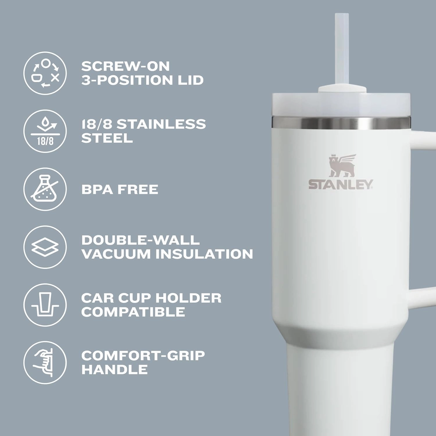 STANLEY Quencher H2.0 Tumbler with Handle and Straw 40 oz | Flowstate 3-Position Lid | Cup Holder Compatible for Travel | Insulated Stainless Steel Cup | BPA-Free | Fuchsia