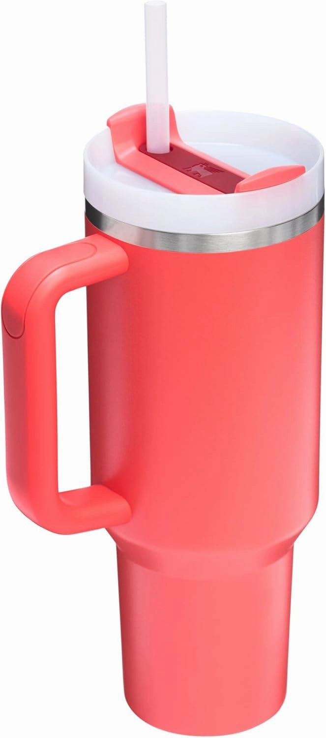 Stanley Quencher H2.0 Tumbler with Handle and Straw 40 oz | Flowstate 3-Position Lid | Cup Holder Compatible for Travel | Insulated Stainless Steel Cup | BPA-Free | Hot Coral