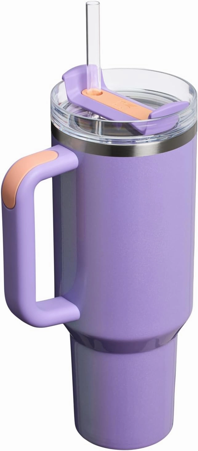 Stanley Quencher H2.0 Tumbler with Handle and Straw 40 oz | Flowstate 3-Position Lid | Cup Holder Compatible for Travel | Insulated Stainless Steel Cup | BPA-Free | Periwinkle Shimmer