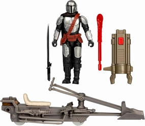 STAR WARS Epic World of Action The Mandalorian & Speeder Bike, 4-Inch Action Figure & Vehicle, Toys for 4 Year Old Boys and Girls & Up