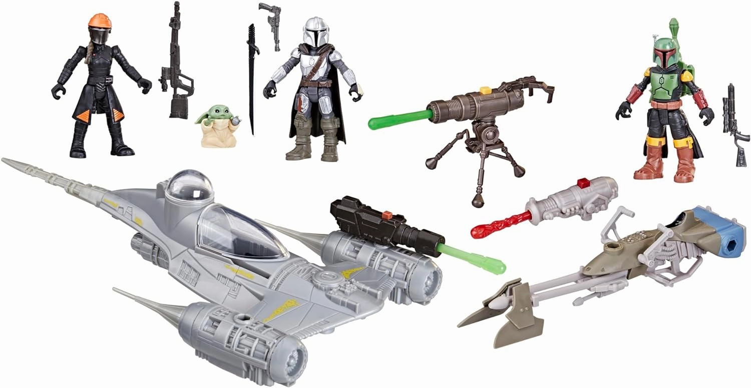 STAR WARS Mission Fleet Mando's N-1 Starfighter, 2.5-Inch Scale Mandalorian Action Figure Set, Toys for 4 Year Old Boys & Girls (Amazon Exclusive)