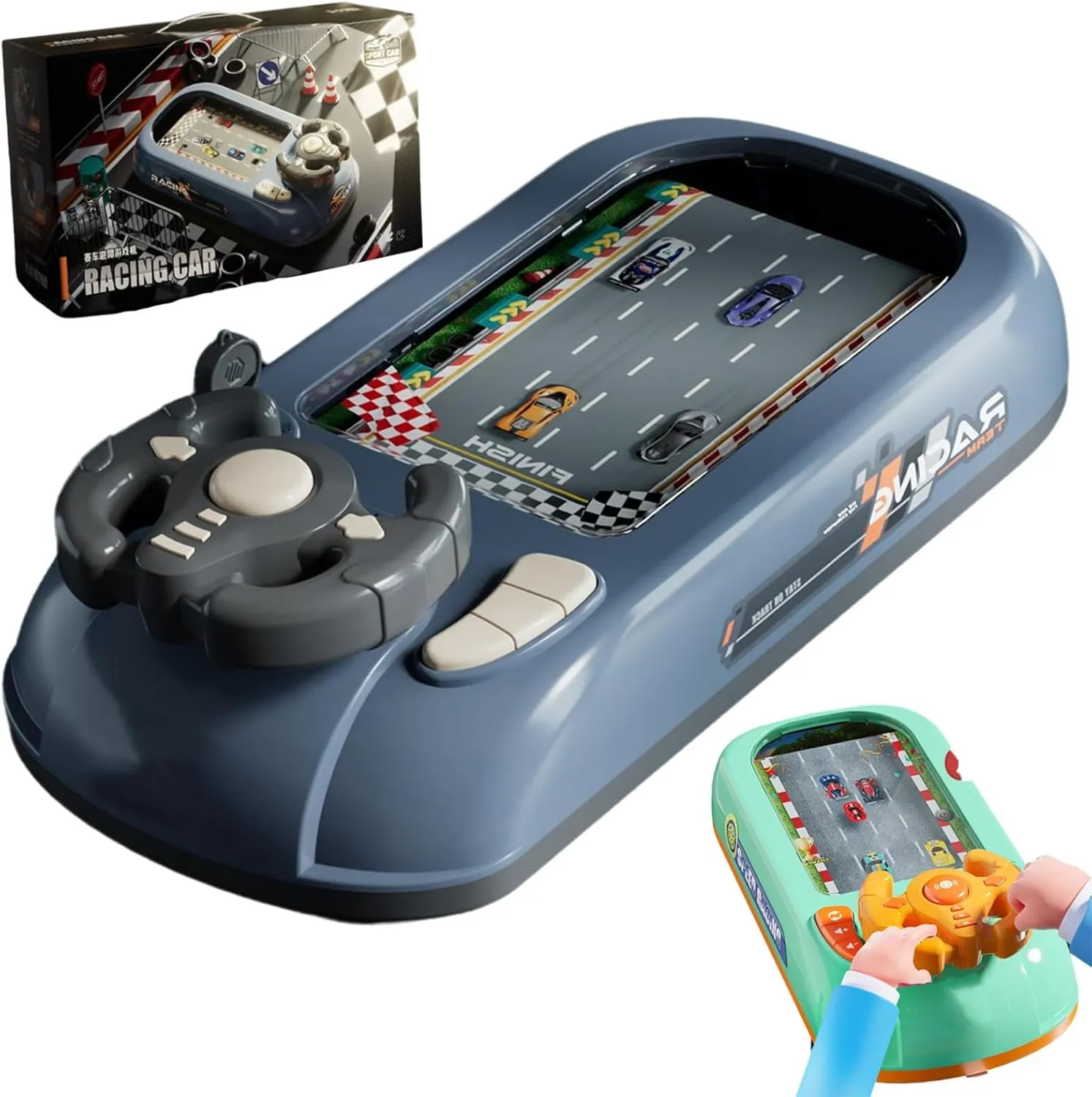 Steer Joy Driving Simulator for Kids, Car Racing Adventure Toy with Steering Wheel, Steering Wheel Toy with Music and Vehicle Sound Effects, Driving Games for Boys Girls Ages 3 and Above (Grey)