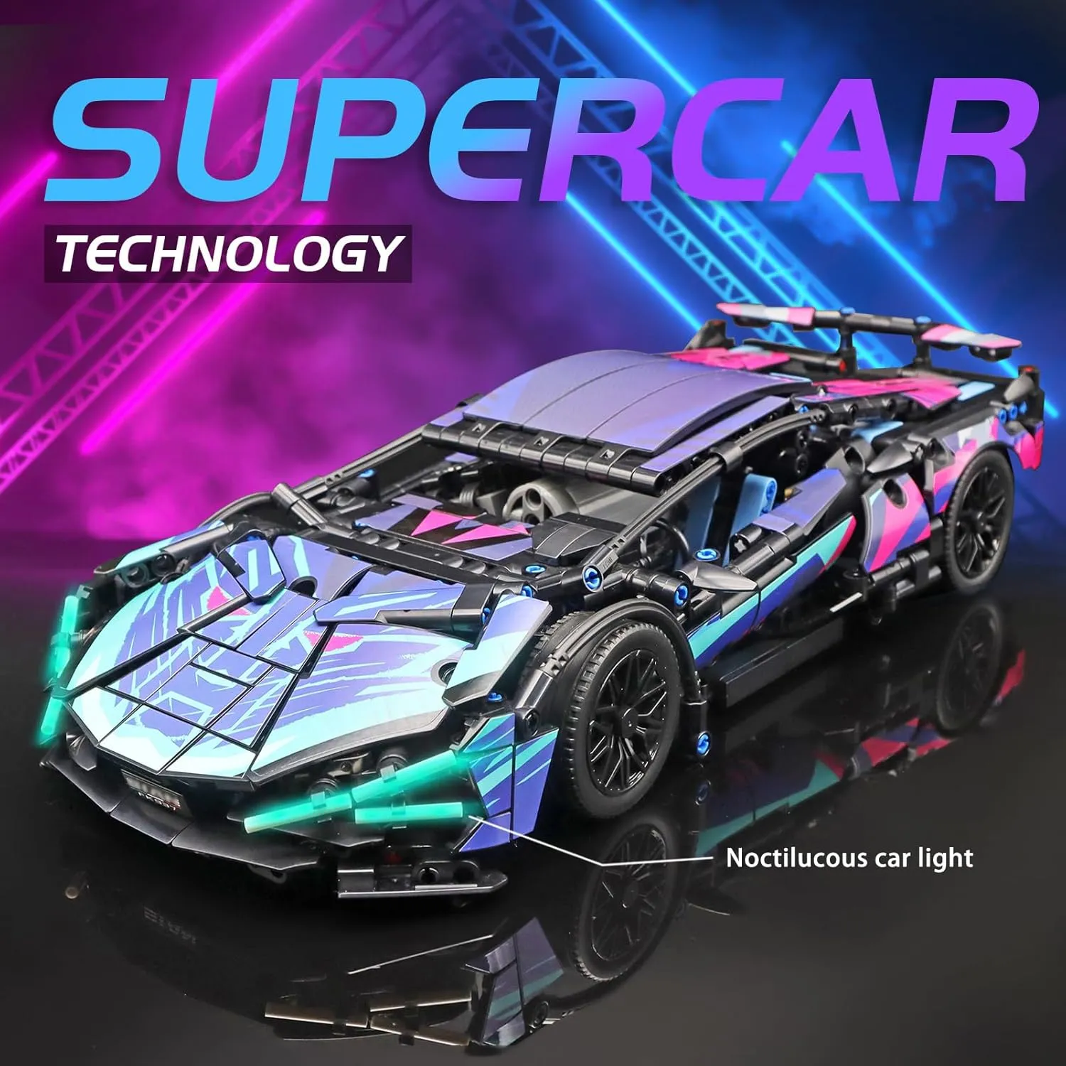 STEM Building Car, 1:14 Building Blocks and Construction Toy, Collectible Super Technical Lambo Cars, Gifts for 8-16 Year Old Boys and Adults (1314 pcs)