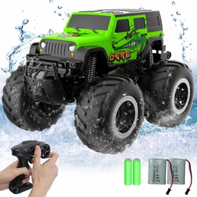 STEMTRON Amphibious Remote Control Car Toys for Boys 2.4GHz 1:16 All Terrain Off-Road RC Car Waterproof RC Monster Truck Kids Pool Toys Remote Control Boat Gifts for Kids Boys