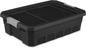 Sterilite 6-Pack Plastic Storage Bins with Lids, Stackable Containers, 10 Gallon, Black
