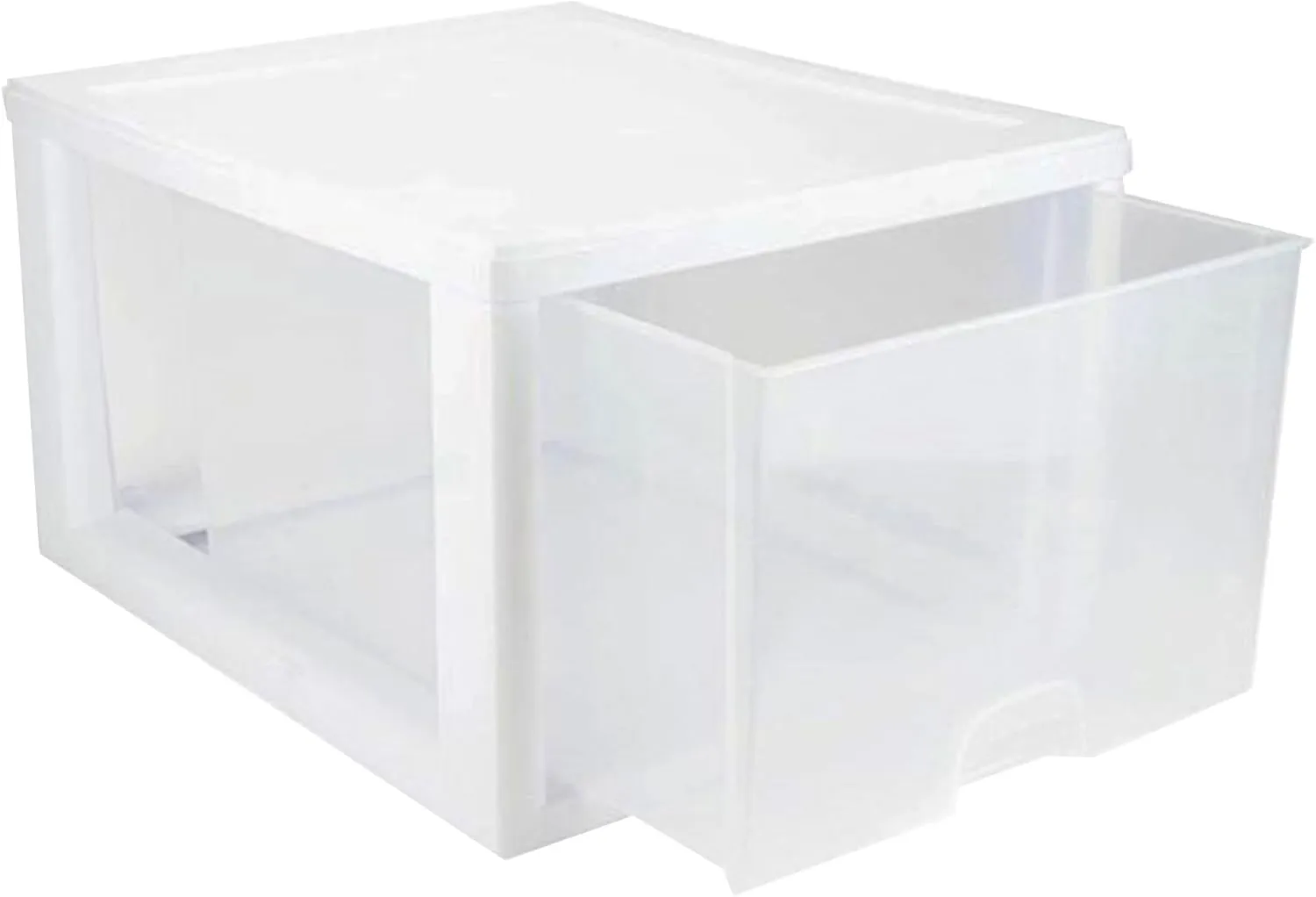 Sterilite 8-Pack 27 Quart Stacking Drawer, Clear Storage Closet Organizer, White Frame - Stackable Modular Plastic Drawers for Clothes, Accessories, Craft Supplies, Shoes or Linens