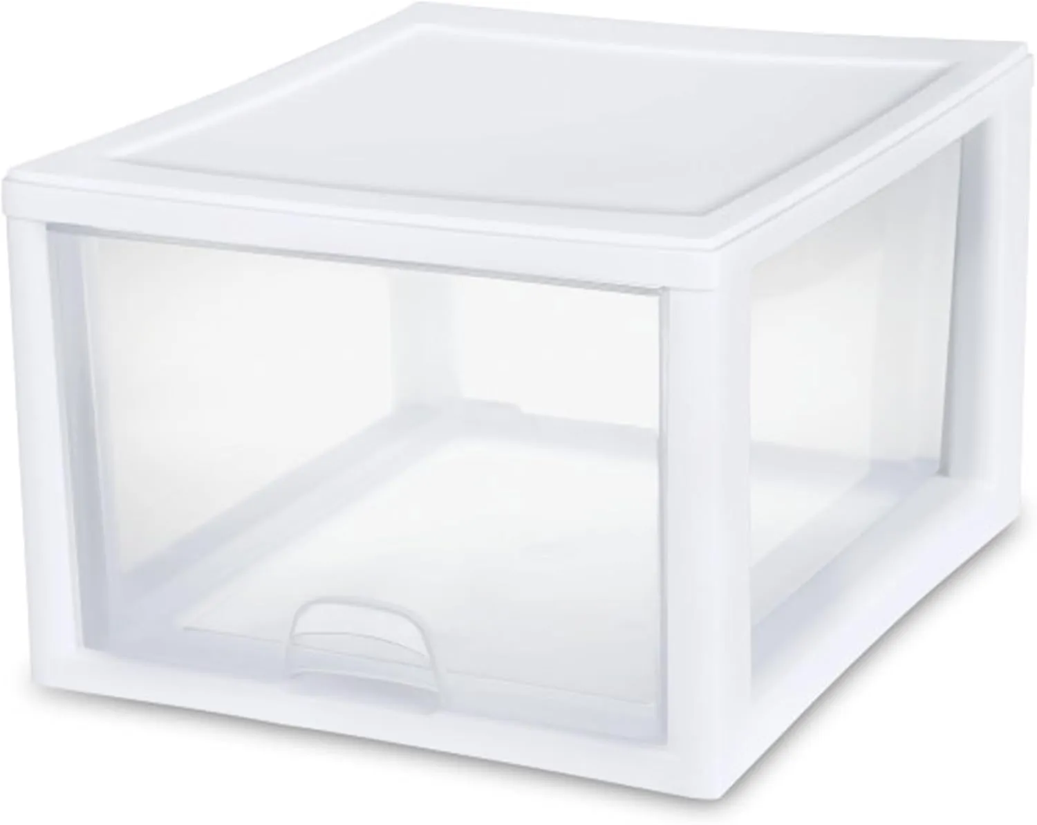 Sterilite 8-Pack 27 Quart Stacking Drawer, Clear Storage Closet Organizer, White Frame - Stackable Modular Plastic Drawers for Clothes, Accessories, Craft Supplies, Shoes or Linens