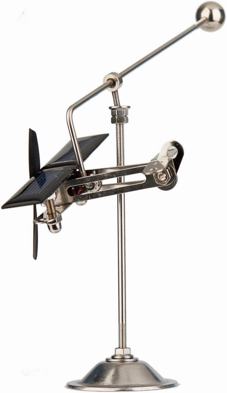 Sunnytech Solar Aircraft Balance Toy Plane Black Propeller Kinetic Art Balancing Decompression Science Home Office Toy for Desk Physics Toy WJ156