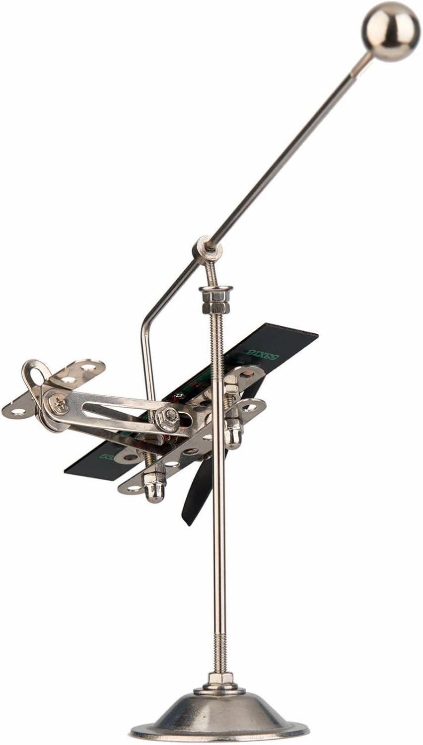Sunnytech Solar Aircraft Balance Toy Plane Black Propeller Kinetic Art Balancing Decompression Science Home Office Toy for Desk Physics Toy WJ156