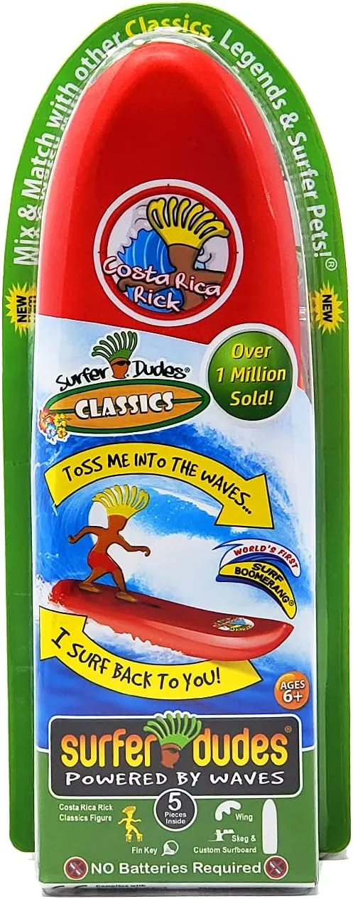 Surfer Dudes Classics Wave Powered Mini-Surfer and Surfboard Beach Toy - Costa Rica Rick