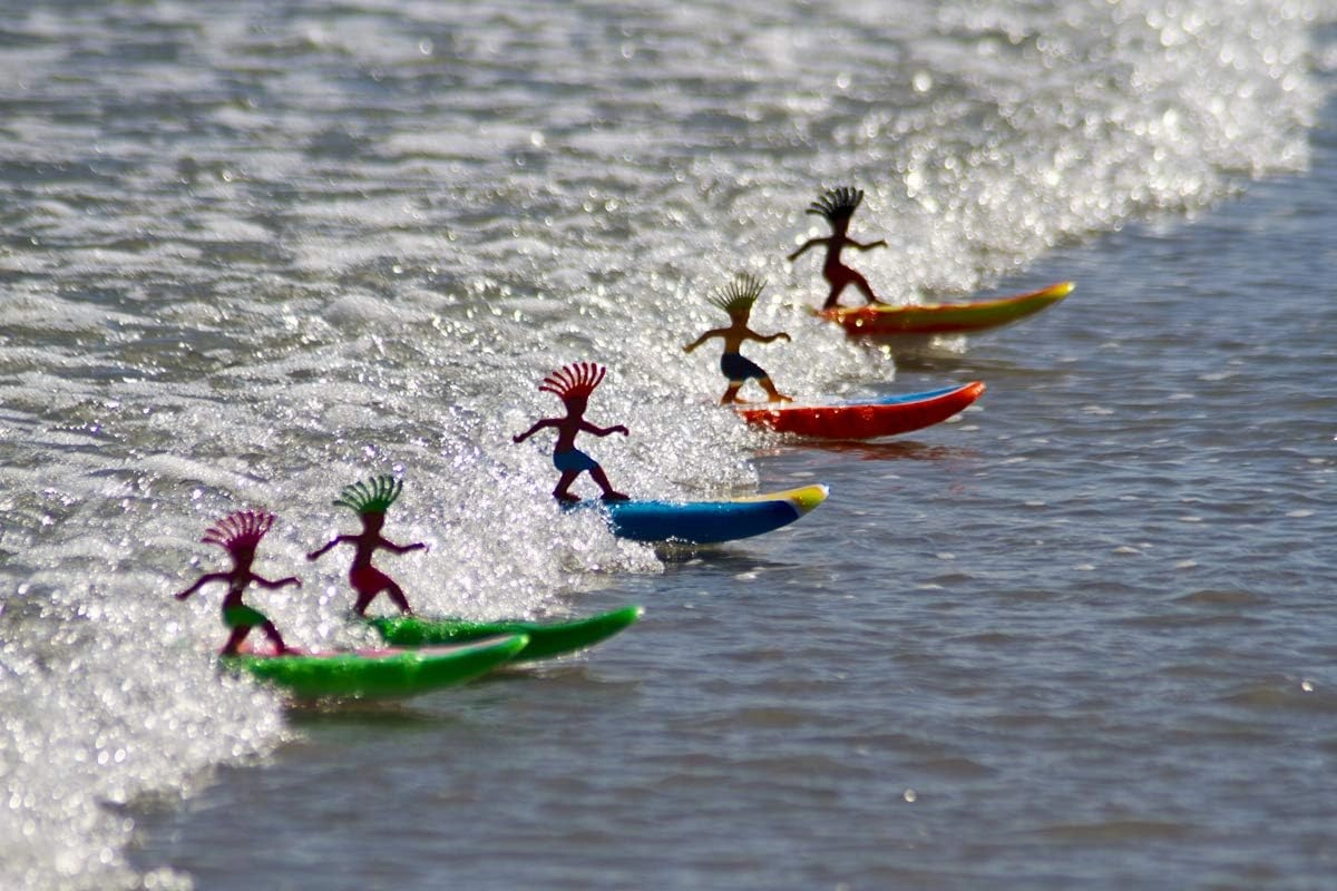 Surfer Dudes Classics Wave Powered Mini-Surfer and Surfboard Toy - Bali Bobbi