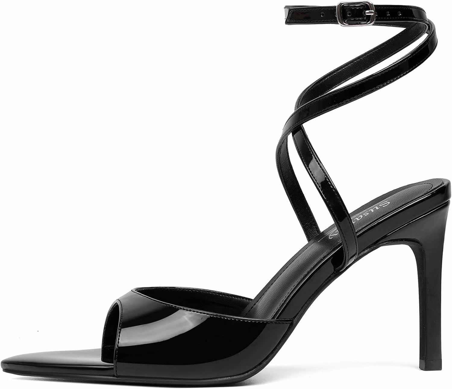 Susanny High Heels for Women Pointed Open Toe Strappy Chunky Block Heels Ankle Strap Stiletto Kitten Heeled Sandals Wedding Bridal Party Prom Sexy Dress Shoes