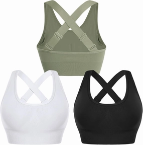 Sykooria Adjustable Sports Bra for Women High Support Padded Workout Tops Packs Gym Fitness Running Yoga Bras