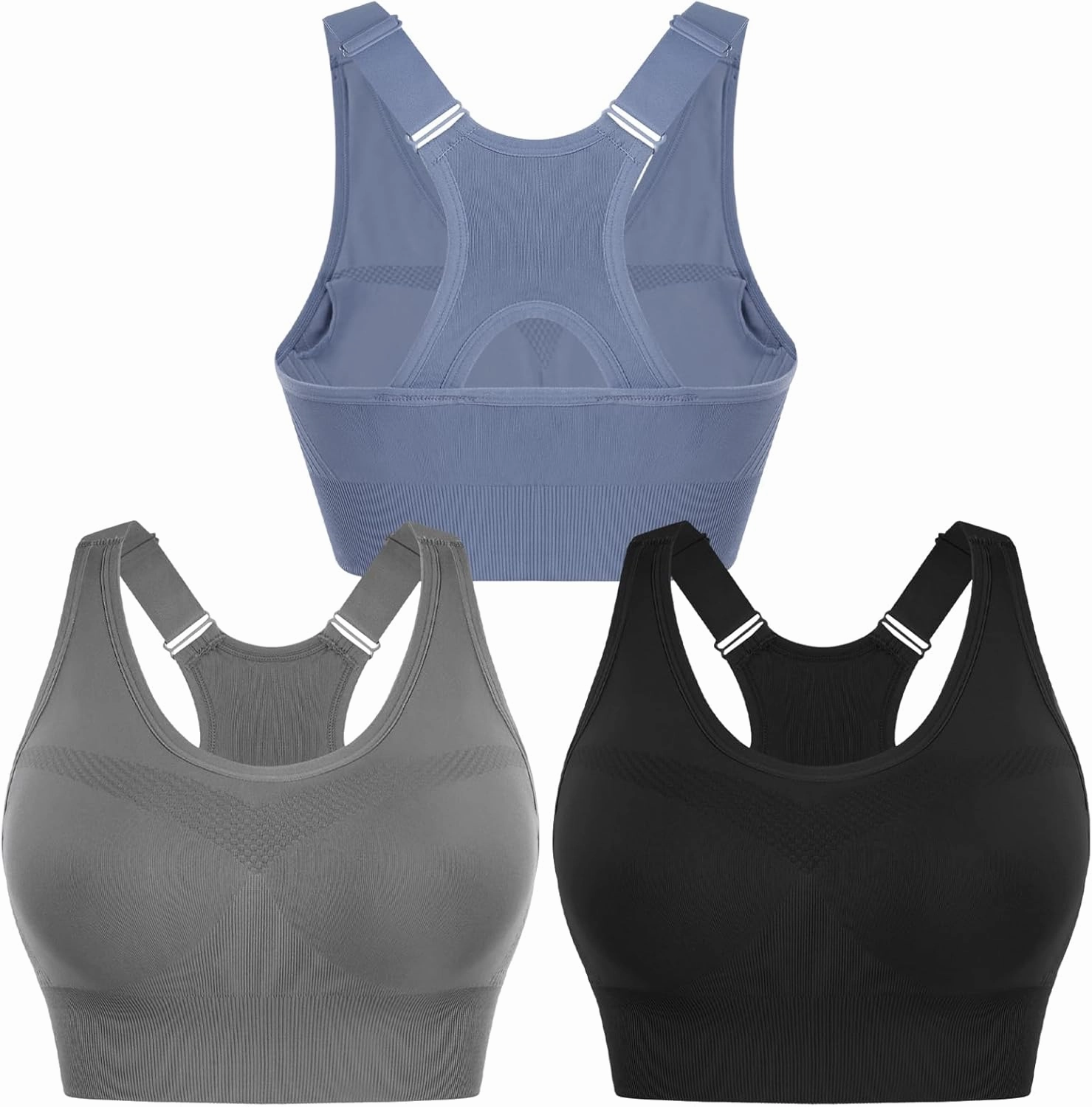 Sykooria Adjustable Sports Bra for Women High Support Padded Workout Tops Packs Gym Fitness Running Yoga Bras
