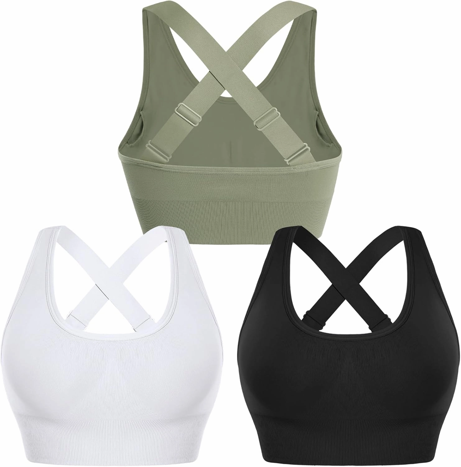 Sykooria Adjustable Sports Bra for Women High Support Padded Workout Tops Packs Gym Fitness Running Yoga Bras