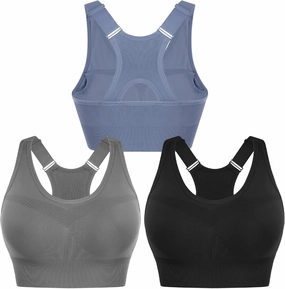 Sykooria Adjustable Sports Bra for Women High Support Padded Workout Tops Packs Gym Fitness Running Yoga Bras