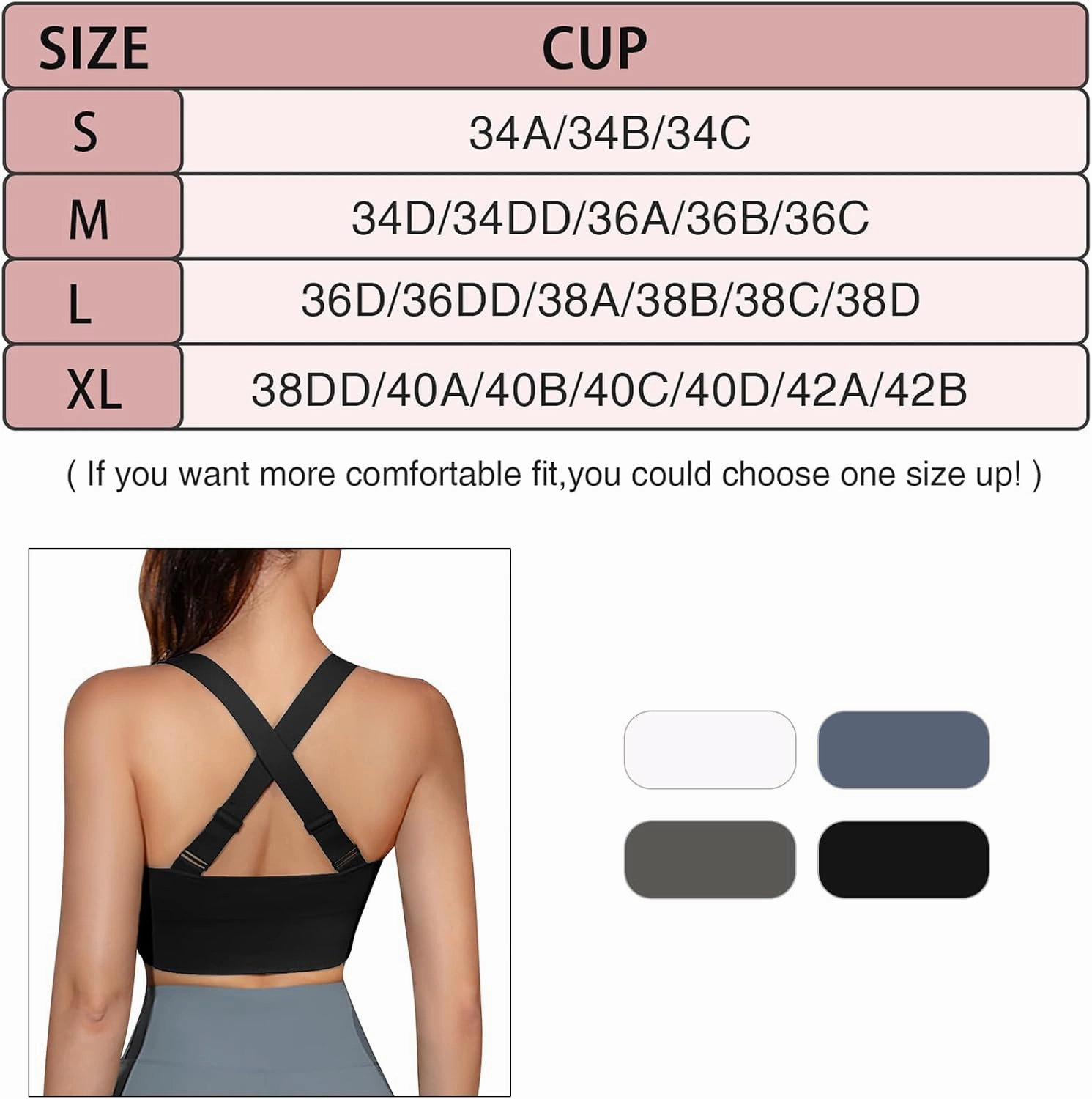 Sykooria Adjustable Sports Bra for Women High Support Padded Workout Tops Packs Gym Fitness Running Yoga Bras