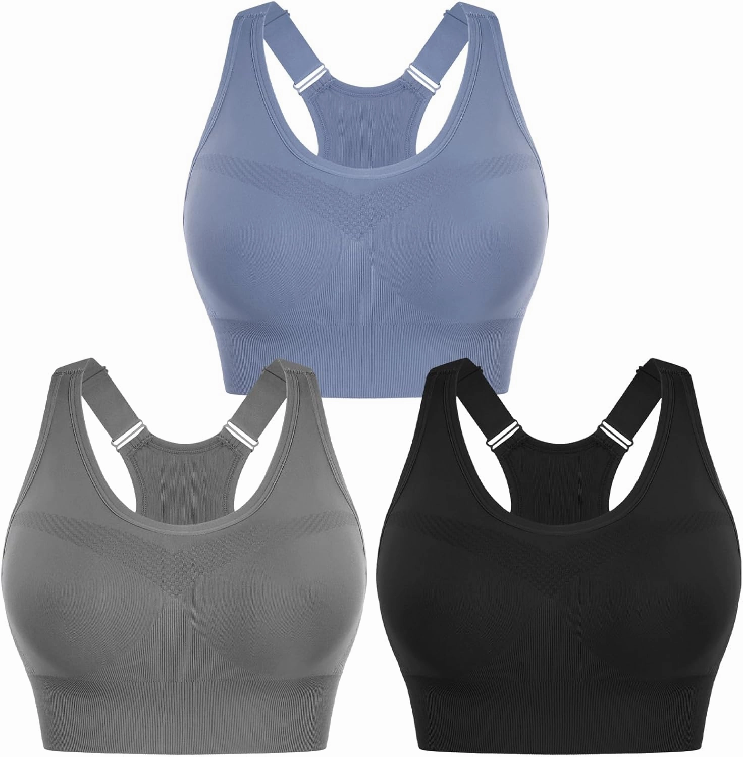 Sykooria Adjustable Sports Bra for Women High Support Padded Workout Tops Packs Gym Fitness Running Yoga Bras